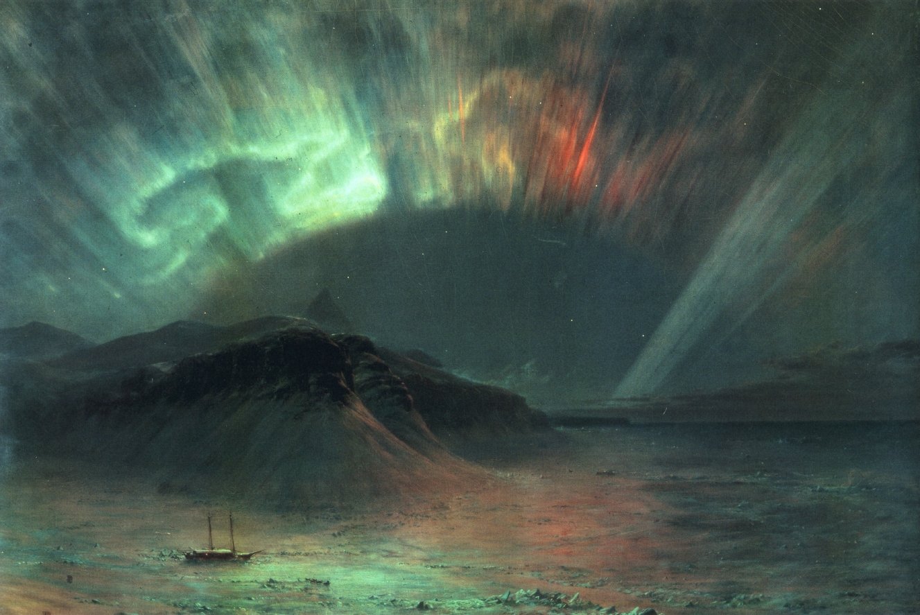 絵画 Aurora Northern Lights Art Print, Aurora Borealis Painting